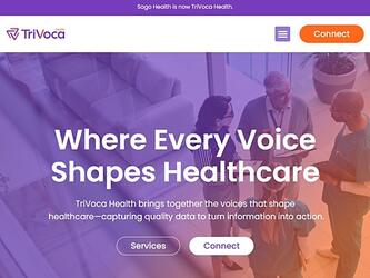 Screenshot of TriVoca Health website, February 2026